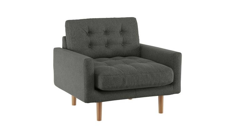 Habitat Fenner Charcoal Fabric Buttoned Armchair