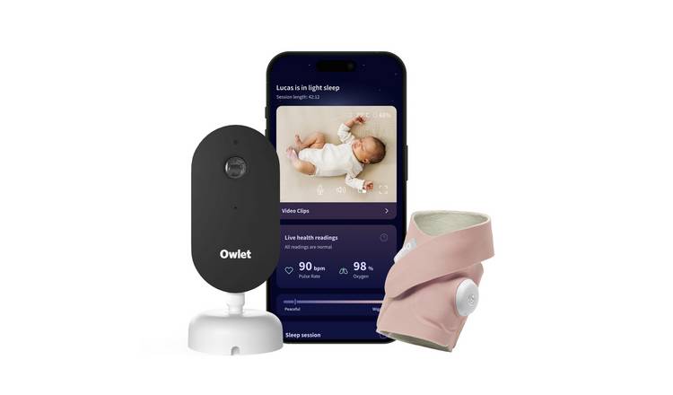 Owlet Dream Duo Sock & Sight 2K HD Smart Baby Monitor - Pink