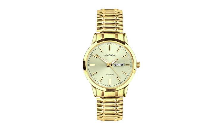 Sekonda Mens Champagne Sunray Dial Gold Tone Stainless Steel Bracelet Watch