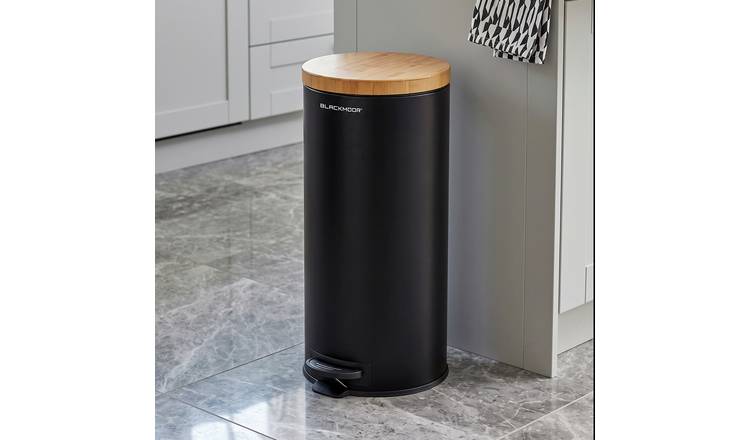 Blackmoor 30 Litre Wooden Lid Pedal Bin - Black