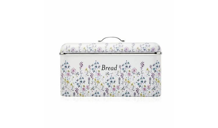 Viewquest Laura Ashley Stainless Steel Wild Meadow Bread Bin - White