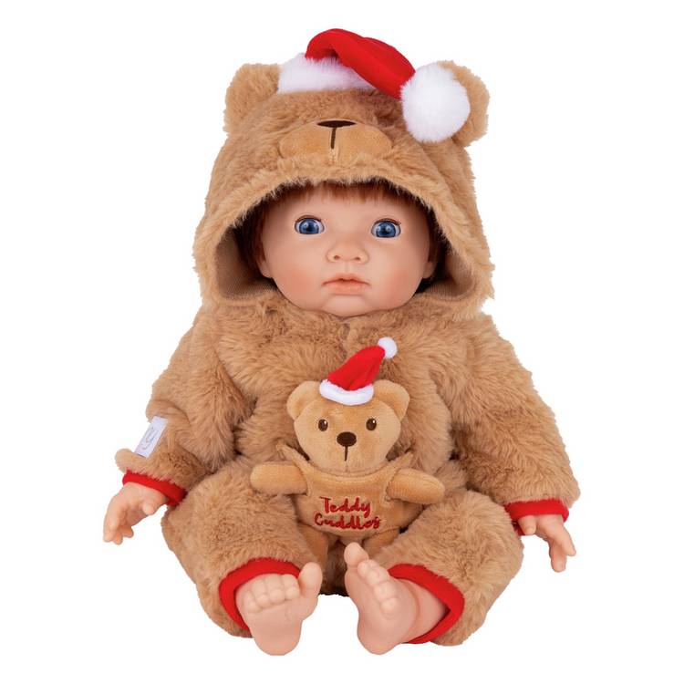 Tiny Treasures Christmas Teddy Baby Doll - 44cm 0