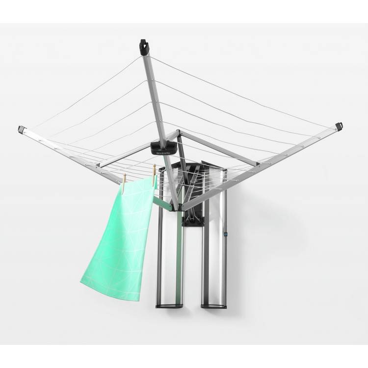 Brabantia 24m Wall Mounted Clothes Airer - Metallic Grey 0