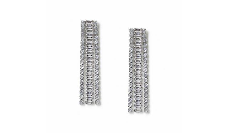 Freedom Silver Tone Crystal Cascade Drop Earrings