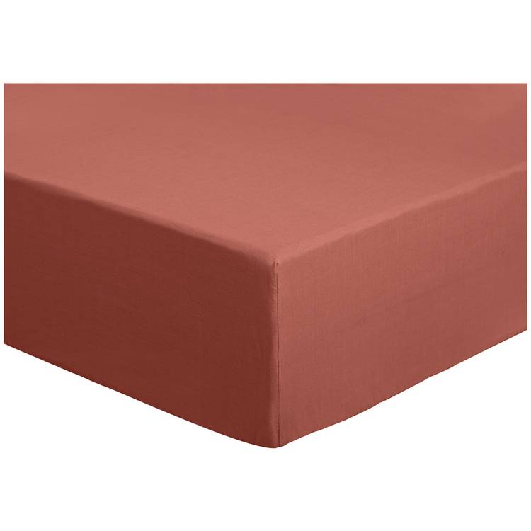 Habitat Plain Rust Fitted Sheet - Kingsize 0