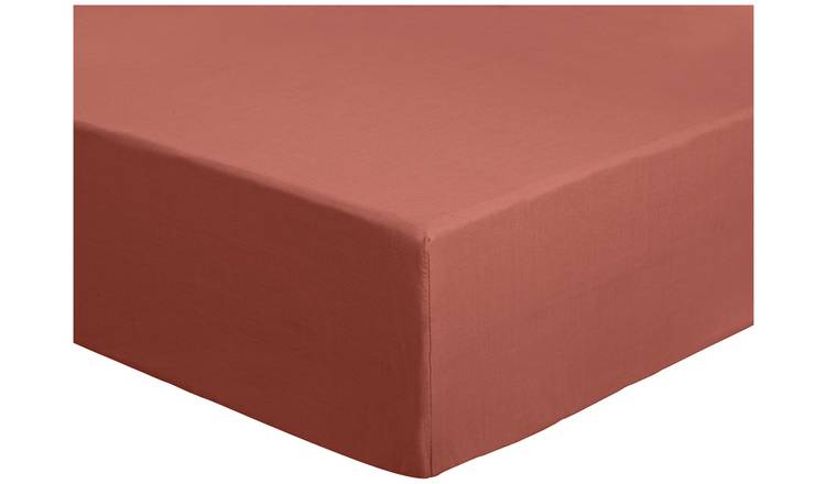 Habitat CM Polycotton Rust Fitted Sheet - King Size