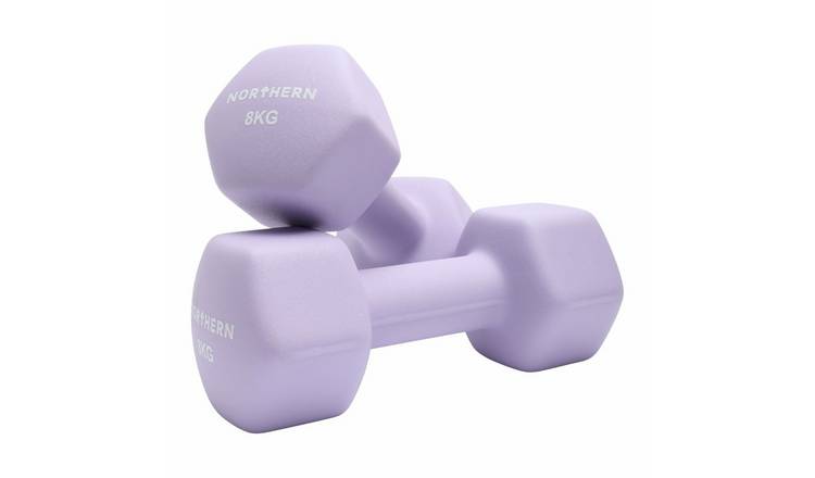 Northern Neoprene Hex Dumbbells Lavender - 2 x 8kg