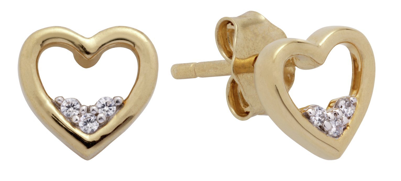 Revere 9ct Gold Plated 0.02ct tw Diamond Open Heart Earrings Review