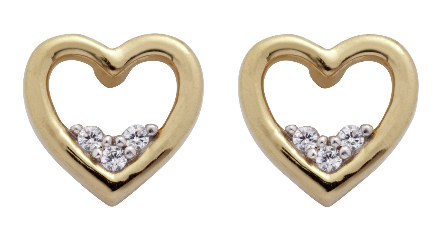 Revere 9ct Gold Plated 0.02ct tw Diamond Open Heart Earrings Review