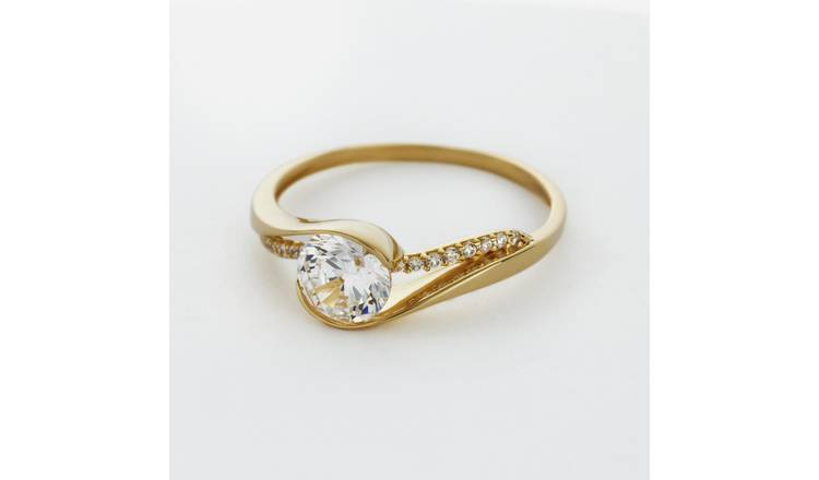 Revere 2 Micron Gold Plated 925 Sterling Silver Pave Band Ring - Medium