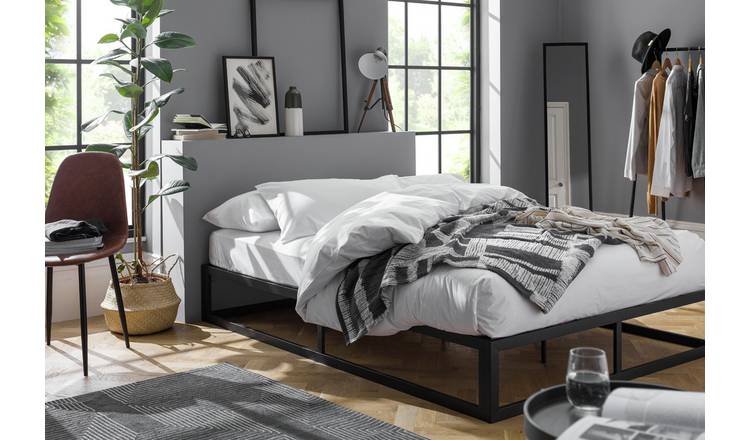 Buy Habitat Platform Double Metal Bed Frame - White | Bed frames | Argos