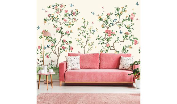 Origin Murals Oriental Flower Tree Cream Wall Mural