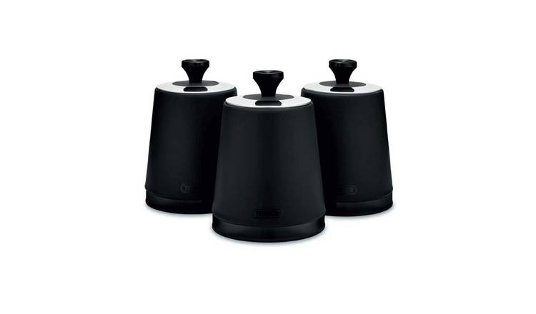 Tower Sera 1.3 Litre Carbon Steel Set of 3 Food Storage Canisters - Black