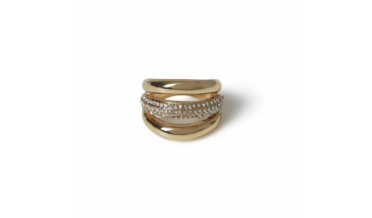 Freedom Gold Tone Triple Row Statement Ring - Medium