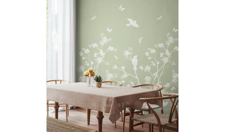 Origin Murals Blossom Trail Green Wall Mural