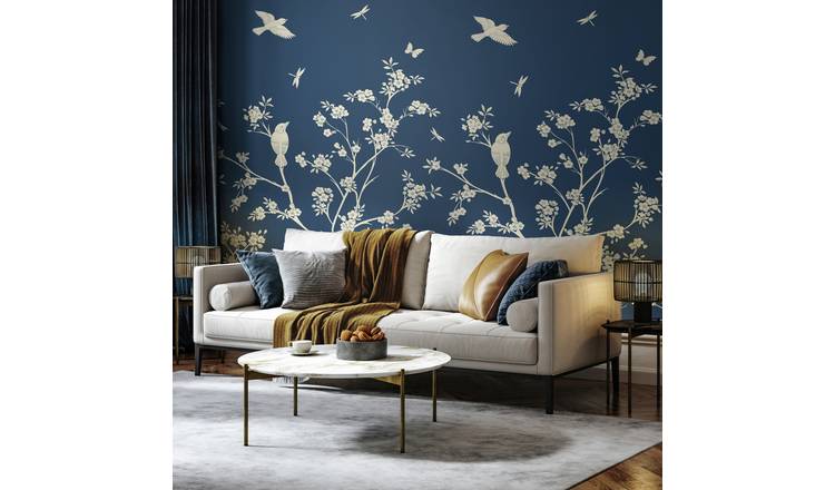 Origin Murals Blossom Trail Navy Wall Mural