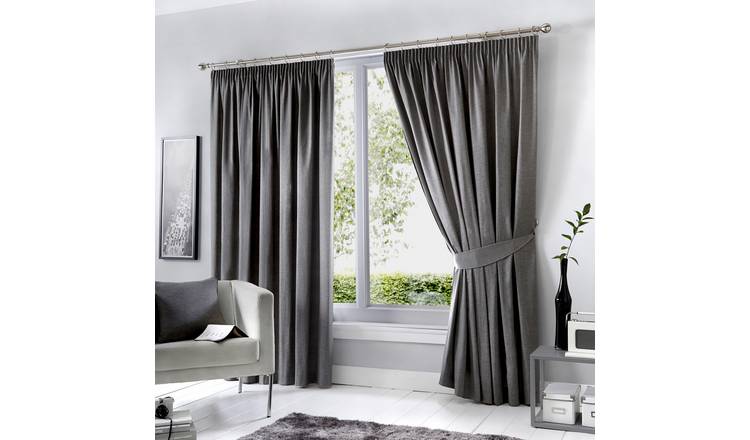 Fusion Dijon Blackout Thermal Lined Curtains - Charcoal