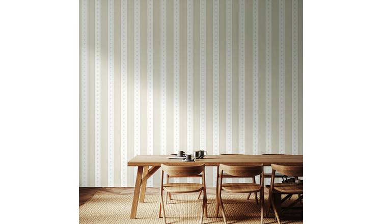 Hoopla Walls Decorative Stripe Linen Stone Wallpaper