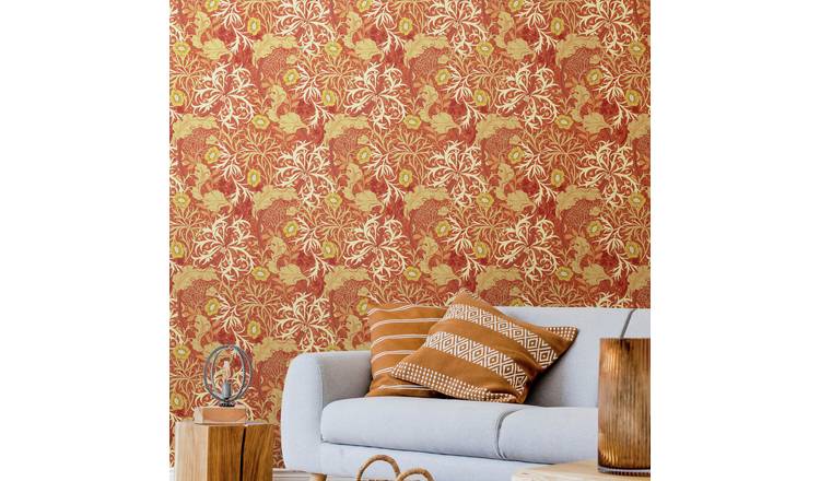 Hoopla Walls Eden Seaweed Garden Amber Wallpaper