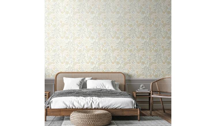 Hoopla Walls Eden Seaweed Garden Linen Wallpaper