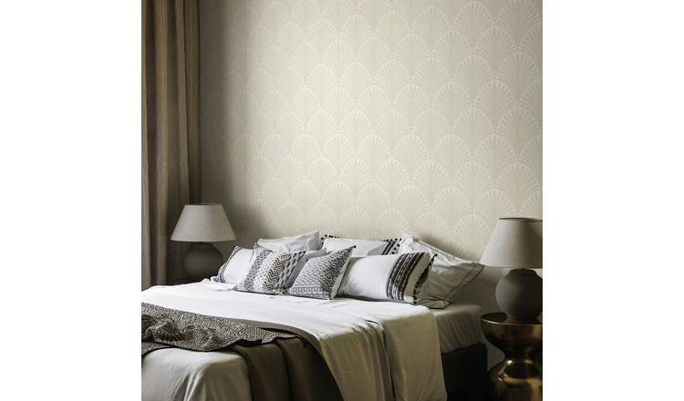 Hoopla Walls Elegance Leaf Fan Chalk Wallpaper