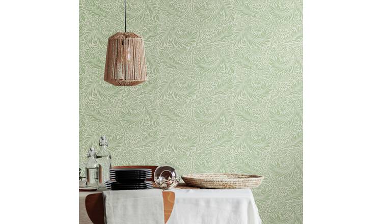Hoopla Walls Elegance Leaf Vine Sage Wallpaper