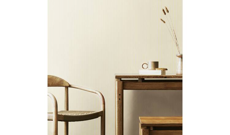 Hoopla Walls Elegance Tiny Stripe Oat Wallpaper