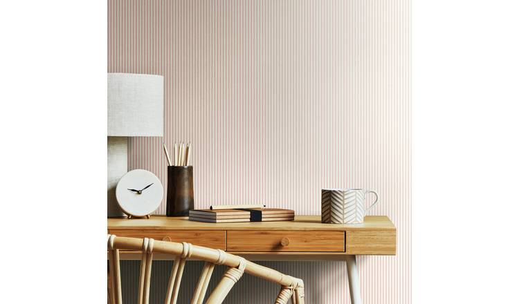 Hoopla Walls Elegance Tiny Stripe Rose Wallpaper