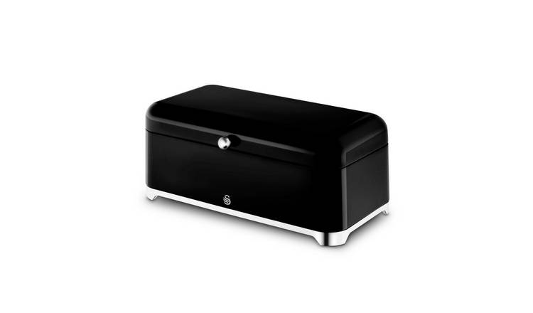 Swan Solace Stainless Steel Bread Bin - Black