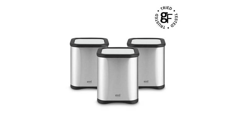 Good Food 1.5 Litre Stainless Steel Set of 3 Food Storage Canisters