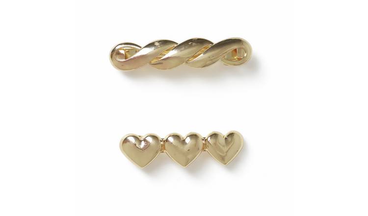 Freedom Gold Tone Chunky Mixed Hair Clips - Pack of 2