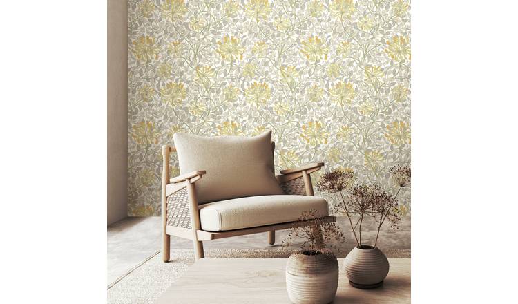 Hoopla Walls Honeysuckle Warm Grey Wallpaper