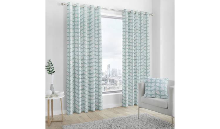 Fusion Delft Fully Lined Eyelet Curtains - Duck Egg
