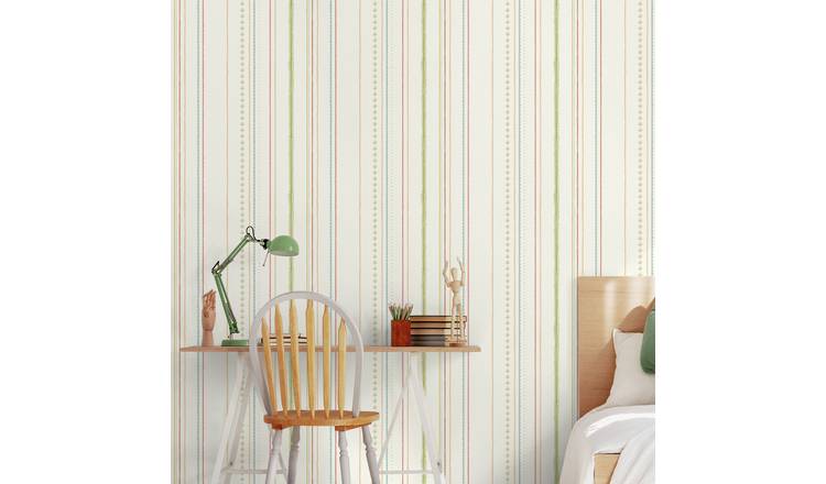 Hoopla Walls Peekaboo Stripey Ginger Mix Wallpaper