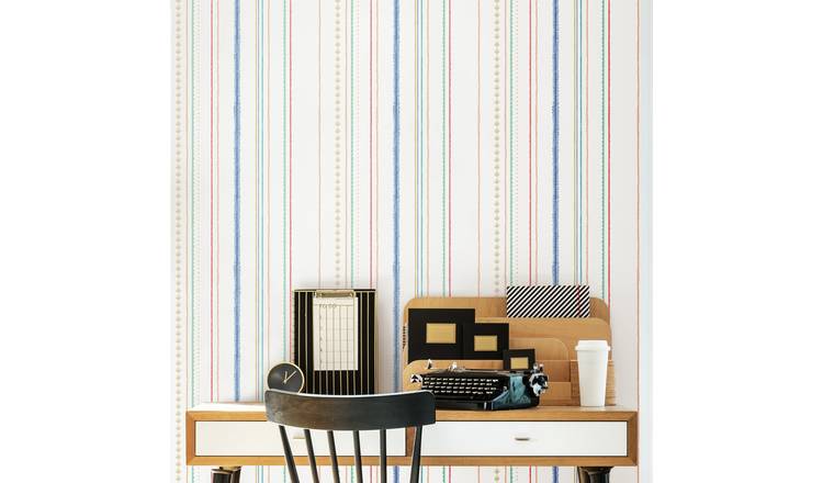 Hoopla Walls Peekaboo Stripey Royal Mix Wallpaper