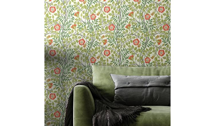 Hoopla Walls Rosehip Trail Coral Pink Wallpaper