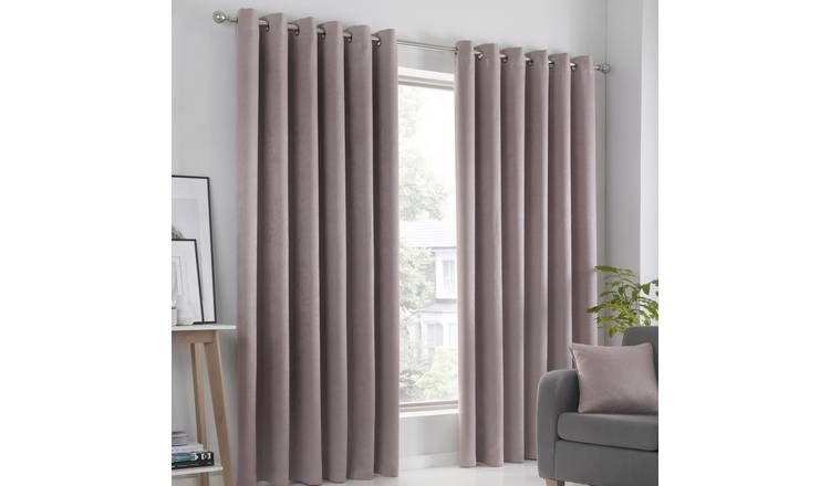Fusion Strata Dim Out Woven Eyelet Curtains - Blush Pink