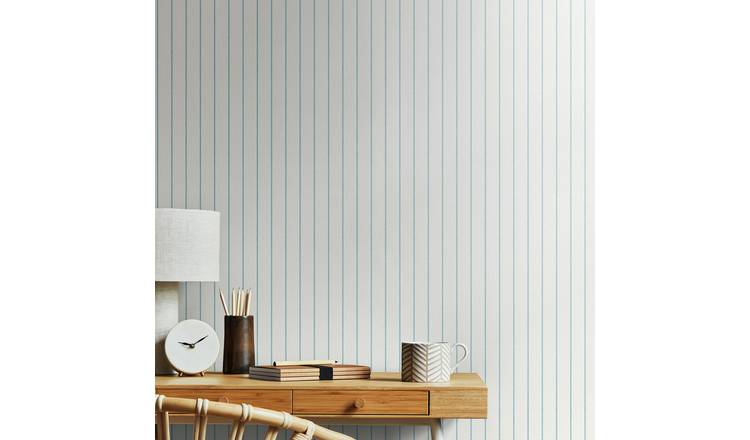 Hoopla Walls Scallop Stripe Petrol Wallpaper