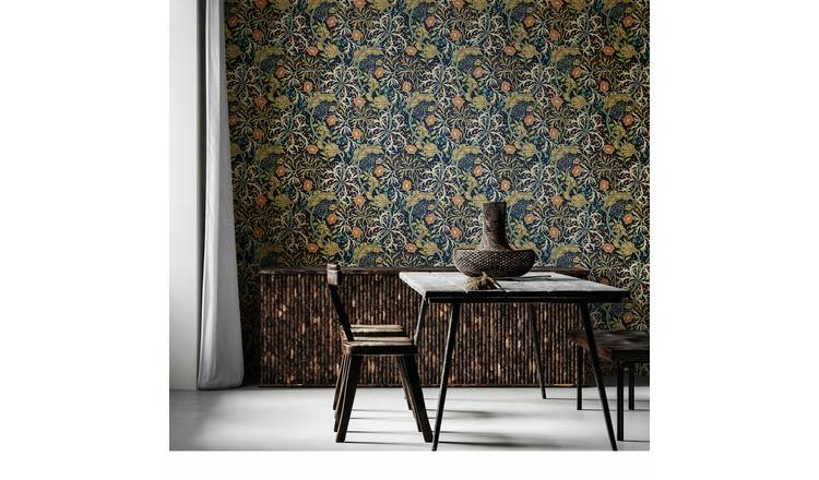 Hoopla Walls Seaweed Garden Navy Blue Wallpaper