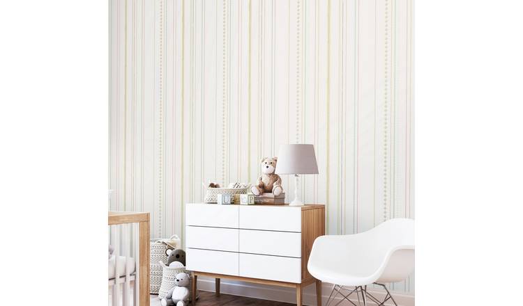 Hoopla Walls Stripey Dolly Mix Wallpaper