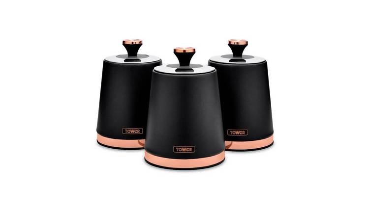 Tower Cavaletto Carbon Steel Set of 3 Food Storage Canisters - Black