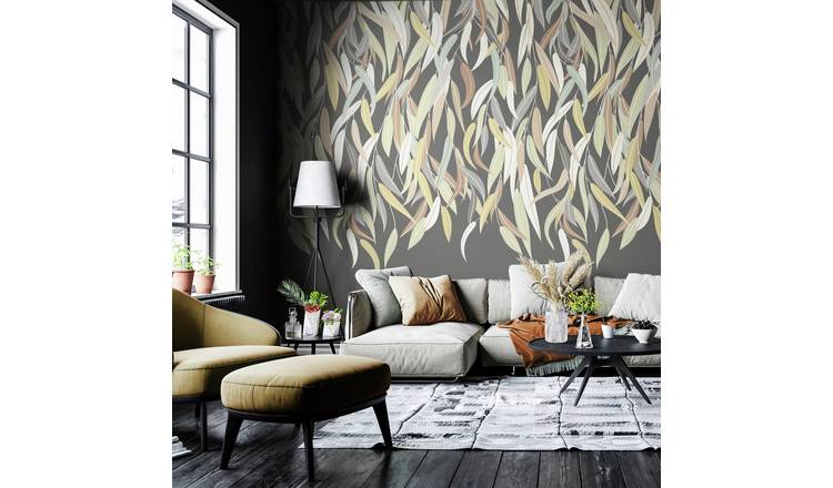 Origin Murals Willow Leaf Charcoal Wall Mural