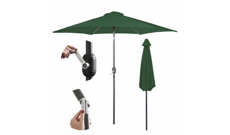 VonHaus 2.7m Tilting Water Repellent Garden Parasol - Dark Green