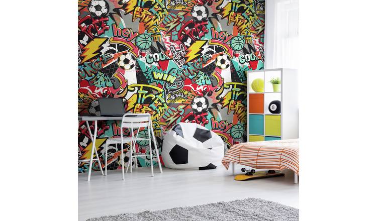 Origin Murals Sports Graffiti Red Repeatable Wall Mural
