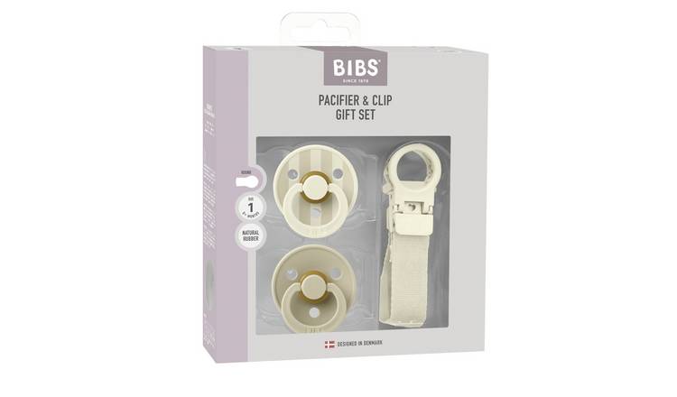 BIBS Colour Pacifier and Loop Clip Gift Set - Ivory
