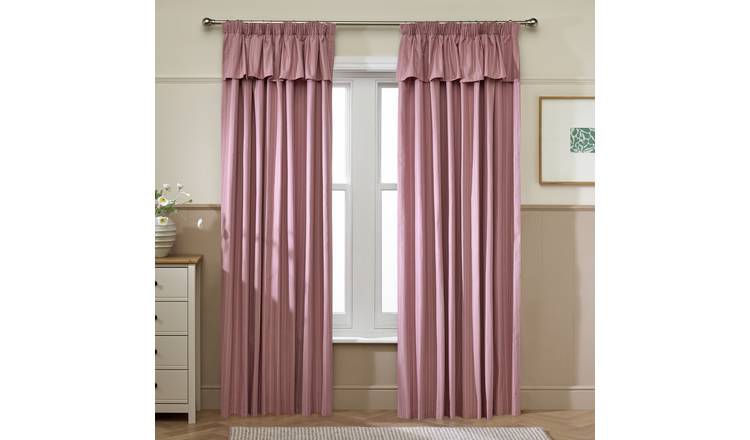 Argos Home Frill Stripe Blackout Pencil Pleat Curtain - Pink - 117x137cm