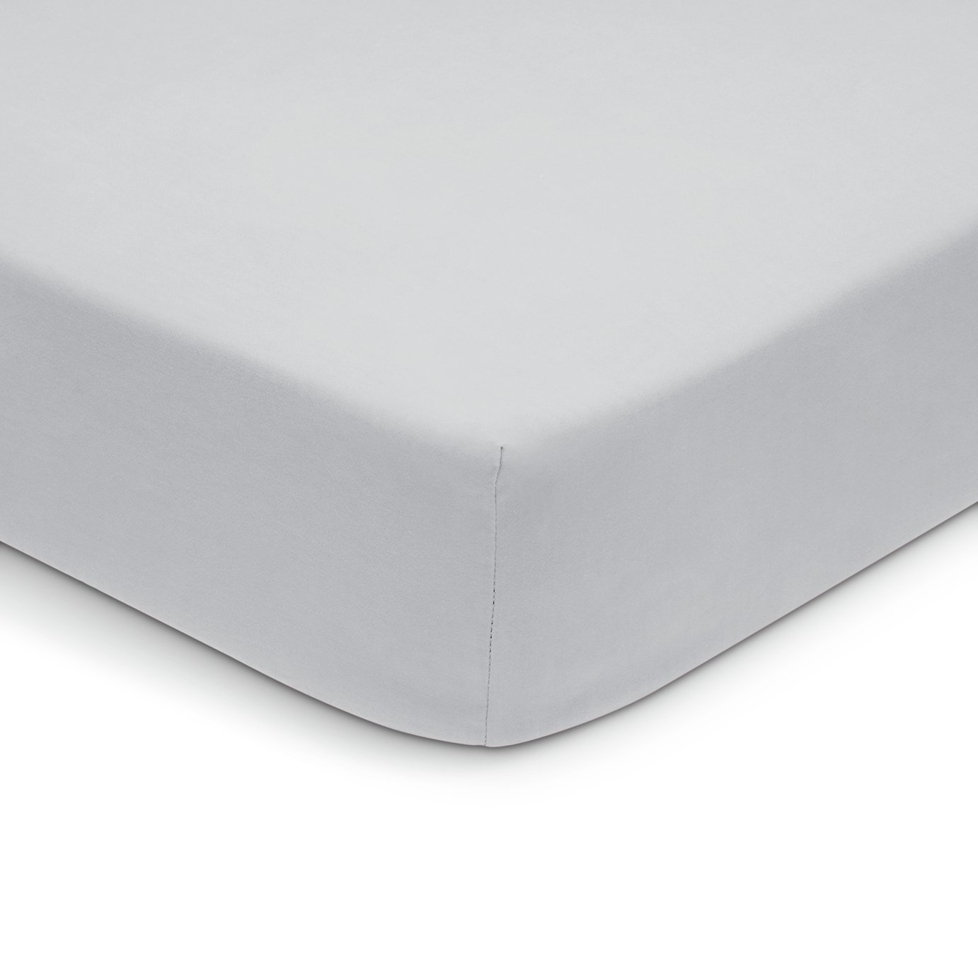 Habitat Washed Plain White Fitted Sheet - Double