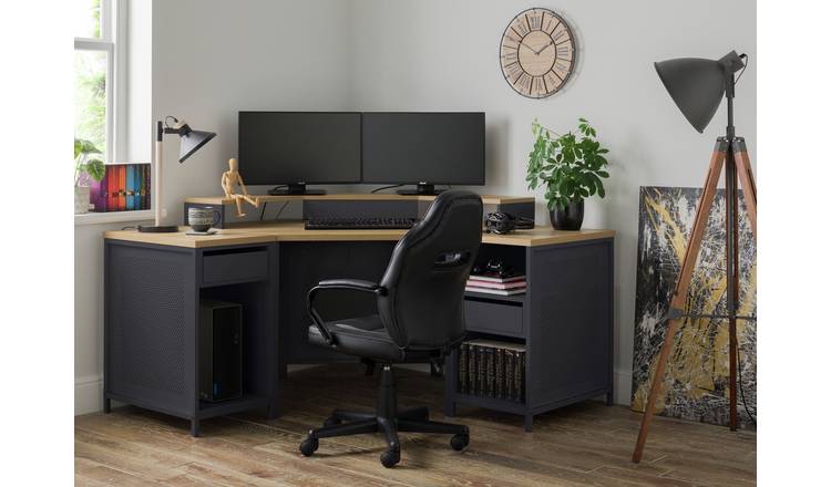 Buy Argos Home Modular Corner Gaming Desk Oak Effect Black Desks Argos