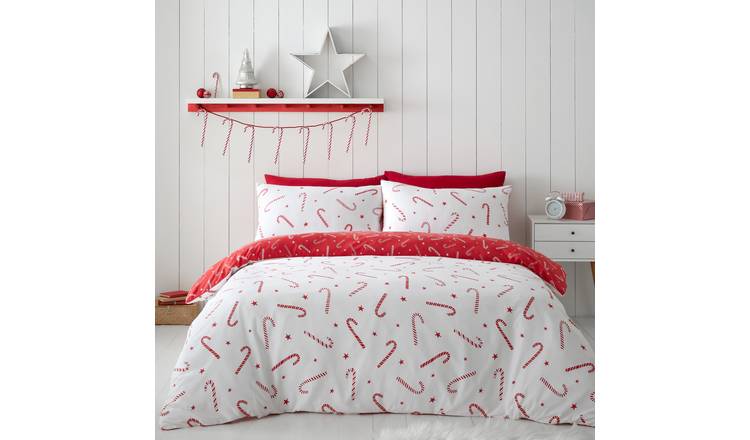 Catherine Lansfield Candy Cane White Bedding Set - King size