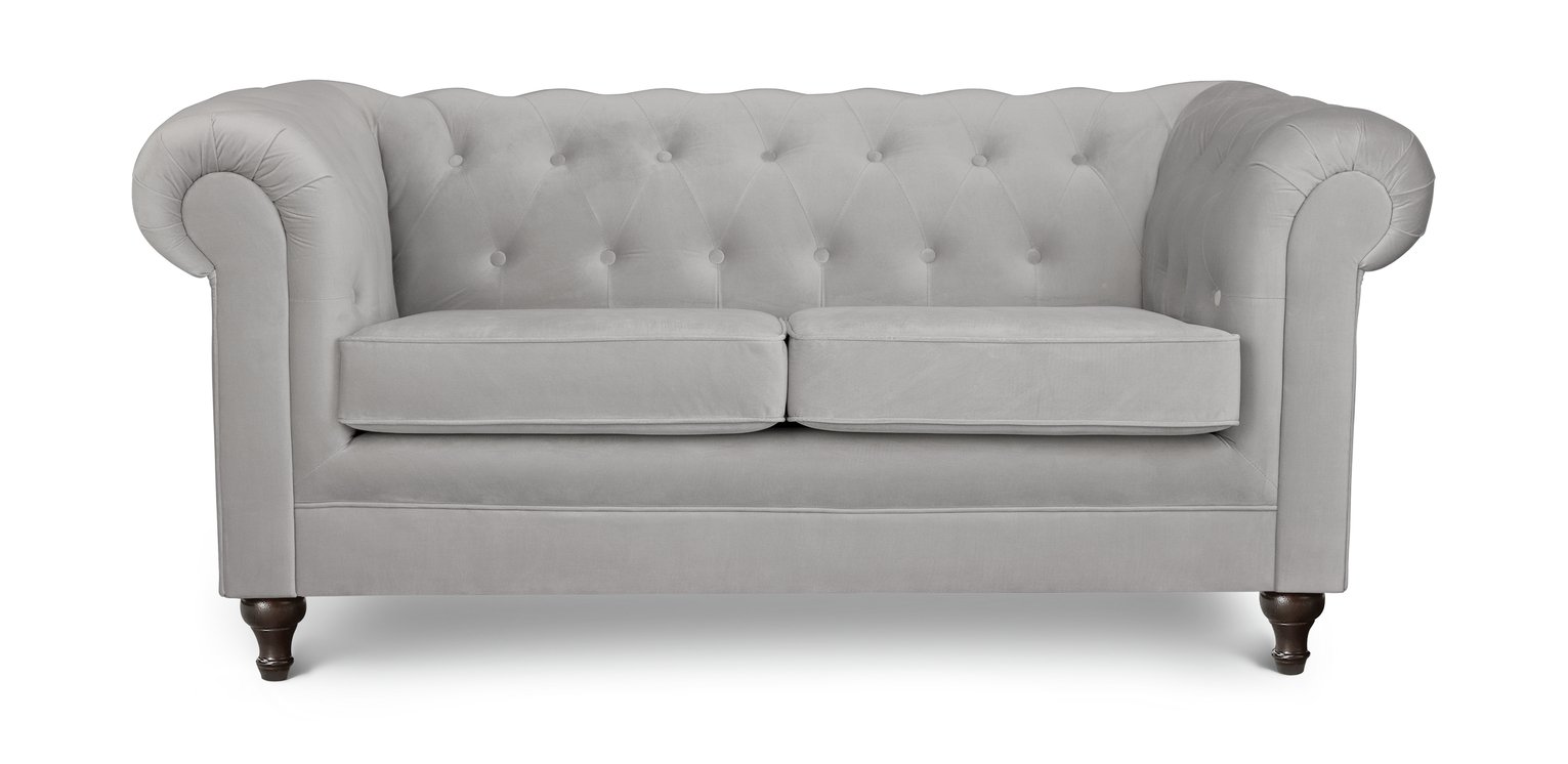 Habitat Chesterfield Velvet 2 Seater Sofa - Light Grey